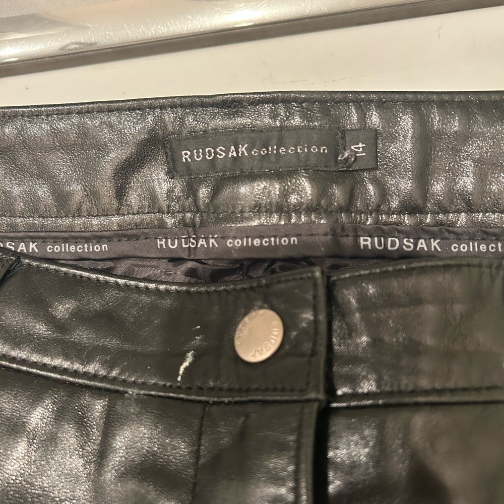 RUDSAK Black Leather Straight-Leg Pants - Picture 7 of 12